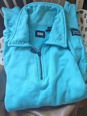 Levi's Aqua Blue Quarter-Zip Pullover